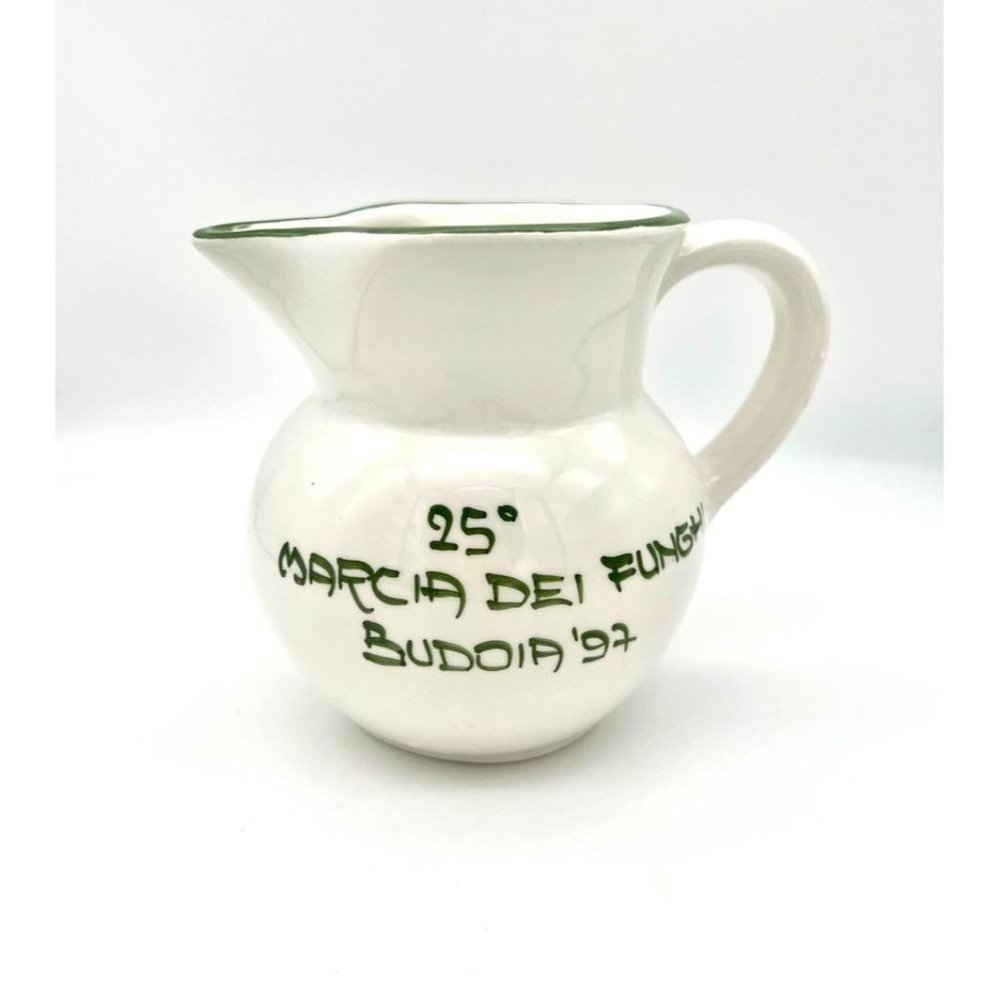 Hand Painted Mushroom Pitcher Creamer Fabbro Italy Marcia Dei Funghi 1997 - Picture 3 of 6